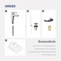 HANSA BASIC Waschtischarmatur I Wasserhahn Badezimmer mit Temperatur & Wassermengenbegrenzer | Mischbatterie Bad aus Messing | Inkl. Ablaufgarnitur mit Zugstange | Einhebelmischer Waschbecken | Chrom – Ansicht 8