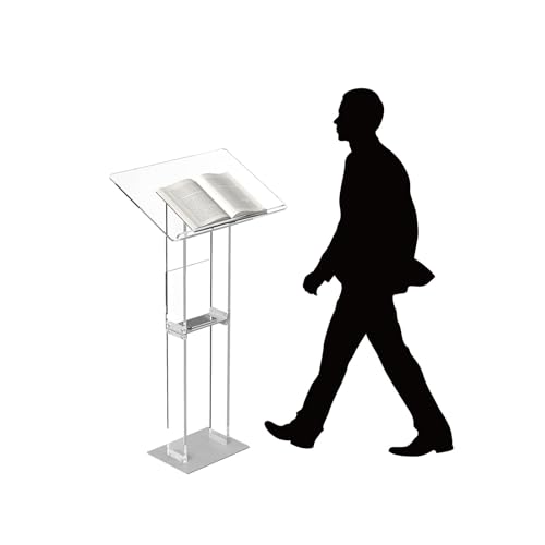 KLYDBMYT Atril móvil con Ruedas - Podio acrílico sobre Ruedas con Frenos para Mayor Estabilidad - Ideal para conferencias, escuelas, hoteles y presentaciones