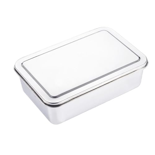 MZYFDC Tupper Acero Inoxidable Bandeja de acero inoxidable gruesa con tapa, rectangular, for almacenar alimentos, recipiente cocina(22x14.5x6.5 with Lid)