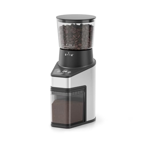 Burr Coffee Grinder with 60 Settings, Electric Conical Bean Grinder with Touch Screen & Anti-Static Technology for Espresso to French Press, 1-60s Timer & 1-8 Cup Dosing, Stainless Steel, Black