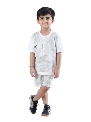 Image of POLKA TOTS 100% Pure Cotton T-Shirt and Shorts Combo For Boys | Summer Dress & Beach Wear for Boys and Toddlers | Breathable Premium Fabric Co-Ord Set Kids | Relaxed Fit Casual Summer Outfit for Kids