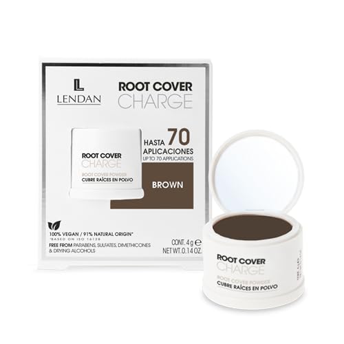 LENDAN - Cubre Raíces Canas en Polvo - Root Cover Charge - 4 g - Color Castaño - Polvo Mineral para una Cobertura Fácil, Instantánea y Natural de las Canas - Absorbe la Grasa o Sebo de la Raíz