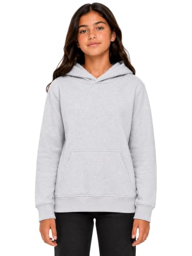 Image of Cloth Theory Girls Solid Cotton Fleece Hoodie | Soft Full Sleeve Hooded Sweatshirt with Kangaroo Pocket | Comfortable Casual Winter Wear for Girls | Stylish Everyday Pullover | 7-8 to 13-14 Years