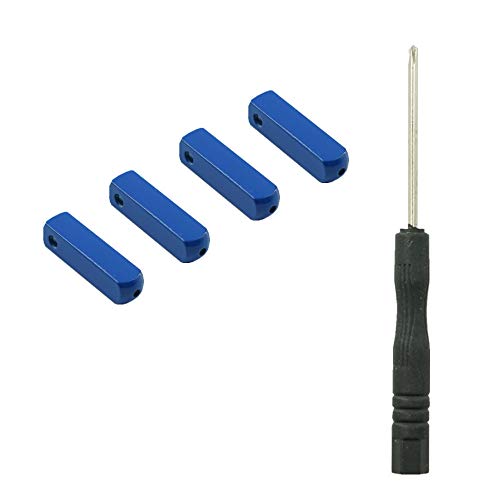 DIY Metal Aglets Shoelace Accessories Tips head Quadrilateral -Set of Four Tips and Screws - Screwdriver included (Blue)