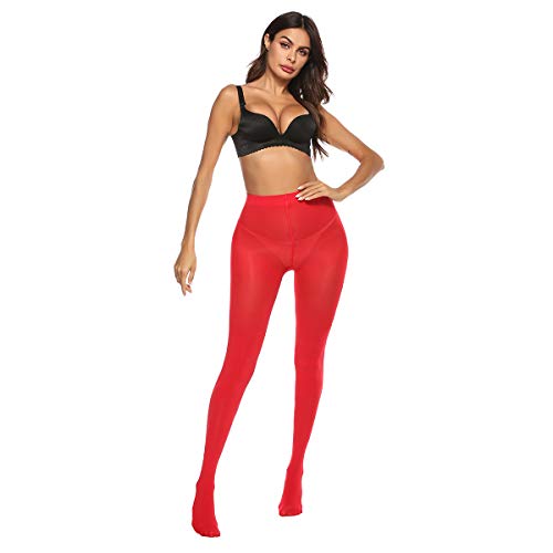 Image of MANZI Tights for Women Solid Color Pantyhose Colored Semi Opaque Footed Tights Soft Stretch High Waist Stockings 70 Denier