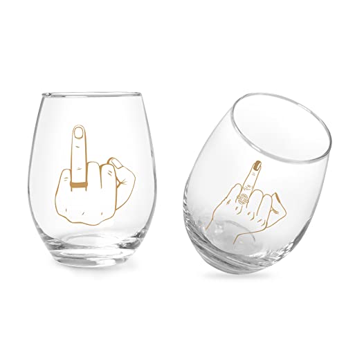 Jogskeor Ring Finger Wine Glasses Set, Engagement Gifts Wedding Gifts Couples Gift, Bridal Shower Gifts For Bride And Groom, Couples, Mr Mrs, Newlyweds, 15Oz #TOP9