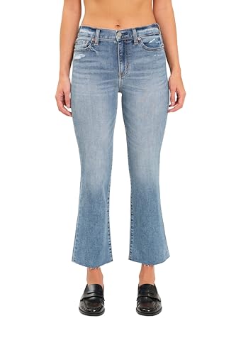 DAZE Women's Low Rise Runaway Flare Crop Jeans, Cropped Denim Pants