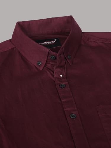 Image of Majestic Man Classic Slim Fit Solid Cotton Casual Shirt with Button-Down Collar
