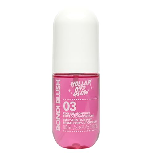 Image of Holler And Glow Bondi Blush Pink Dragonfruit Body & Hair Mist, Body Spray For Women, Hair Perfume For Women, Jasmine, Amber Scented, Floral & Tropical, Travel Sized, 3.38 Fl Oz