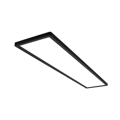 BRILONER - Plafón LED, Panel LED, Ultra Plano, Efecto Retroiluminación, Luz Blanca Neutra, 36W, 4800 Lúmenes, 4000 Kelvin, Rectangular, Luz, 98x20 cm, Negro