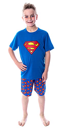 Intimo SM2019SSSB Dc Comics Big Boys' Superman Logo Short Sleeve Pajama Short Set (6/7) Blue thumb #4