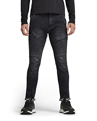 G-Star Raw Jeans Rackam 3d Skinny Fit Para Hombre, Mediano Envejecido Gris Destruido, 33w X 30l