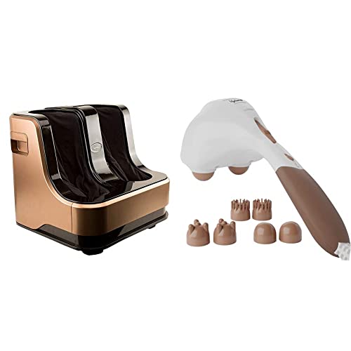 Image of Lifelong LLM99 Foot, Calf and Leg Massager, (With Heat and Vibration), Dark Brown & LLM36 Powerful Double Head Body Massager Hammer with 3 Massage Heads & Variable Speed Setttings (Brown)