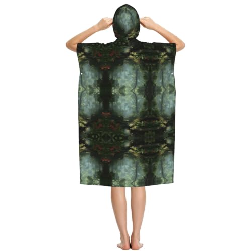 Poncho à capuche en microfibre imprimé tropical - 3