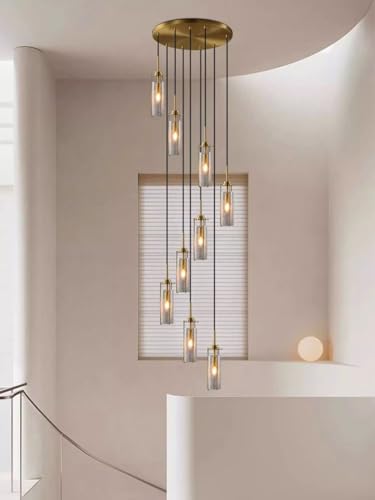 Ceiling Chandelier, �������C�g�j���O�u���[�N�f�U�C���N���X�^�� LED �V�����f���A�Ɩ�����V�䒲���\�ȃ��r���O���[���L�b�`���K�i�Ɩ�(9 heads,Cool)