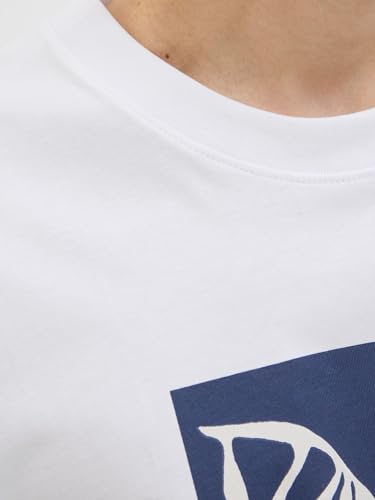 JACK & JONES Jorcanggu Front Branding tee SS Cn, Blanco Brillante, L Hombres