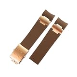 NBCNZCTSAS Correa de goma de silicona for reloj for hombre, correa de reloj náutica de buceo for interfaz de arco de 22mm, negra, marrón y azul, apta for Ulysse Nardin 263(B Brown-Gold)