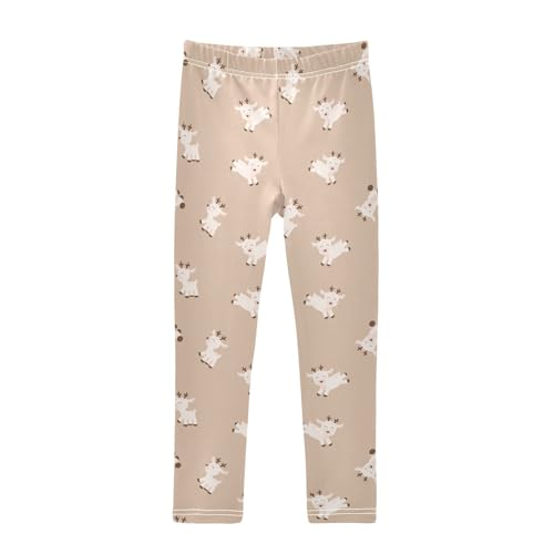 CaTaKu Girls Leggings Cute Deer Animal Leggings for Girls Kids Athletic Workout Yoga Pants Size 4-10T