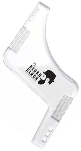 The BEARD BLACK Beard Shaping Tool & Neckline Shaper – Professional Beard Trim Guide & Stencil with Inbuilt Comb – Perfect Line Up & Edging Template for Men – Use with Trimmer or Razor