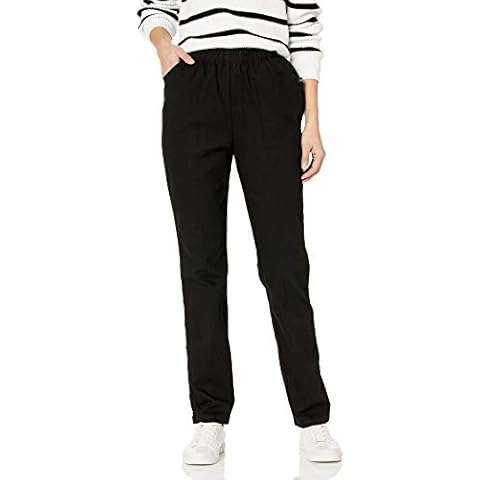 Chic Classic Collection Women's Stretch Elastic Waist Pull-On Pant, Black Denim, 14 Petite Cover
