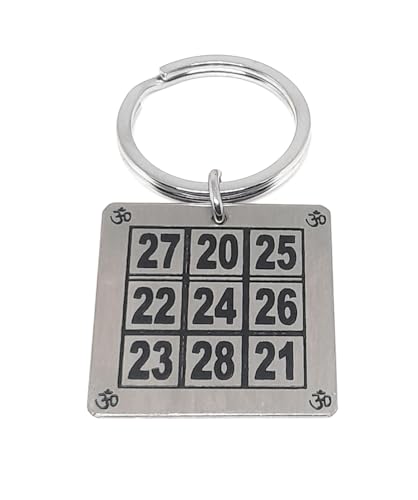 Image of Aura Kuberakolam Magic Numbers Keyring Keychain To Attract Money And Success Stainless Steel Silver Keychain