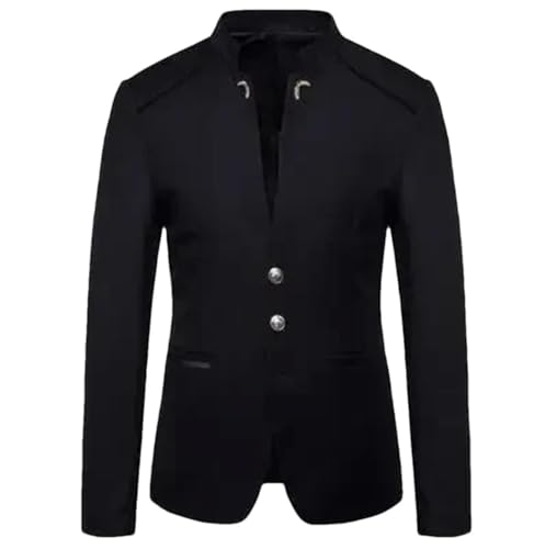 Men's Stand Collar Suit Jacket Lightweight Slim Fit Blazer for Formal Party or Club Dressing