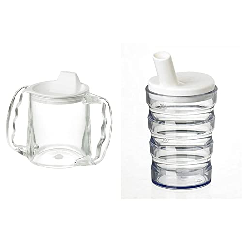 Homecraft Caring Mug, Small Spout Opening, Retail Packed, Two-Handled Mug for Easy, Mess-Free Drinking & Homecraft Mug Transparent Anti-Éclaboussures, Mug de Voyage Portable avec Couvercle en Paille Cover