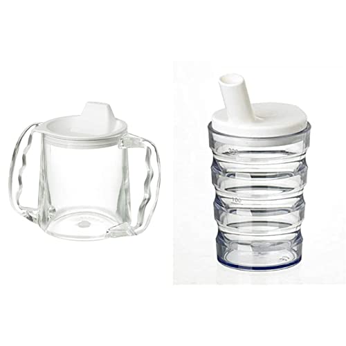 Homecraft Caring Mug, Small Spout Opening, Retail Packed, Two-Handled Mug for Easy, Mess-Free Drinking & Homecraft Mug Transparent Anti-Éclaboussures, Mug de Voyage Portable avec Couvercle en Paille