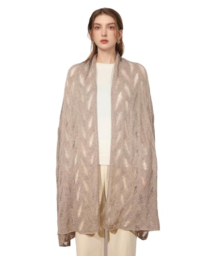 30% Mongolian Cashmere 70% Australian Merino Wool Scarves Extra Large Pashmina Wrap Shawl Stole Brown Leaf/leaves Solid with Gift Box2
