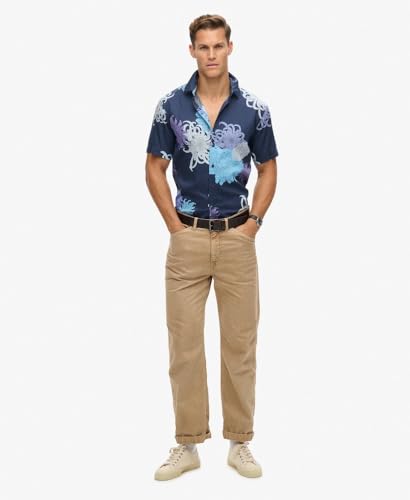 Superdry Para Hombre. M4010353A Camisa Hawaiana Marino (L), Casual, Modal, Manga Corta - 2