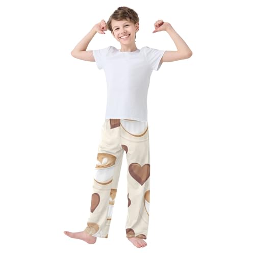 Coffee Love Boys Long Pants Soft Trousers Elastic Waist Kids Lounge Bottoms with Pockets S-XL2