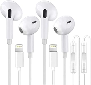 2 Pack iPhone Headphones Earbuds Wired Earphones with Microphone and Volume Control [Apple MFi Certified] in Ear Stereo Headphones for iPhone 13/12/11/XS/XR/SE/X/8p/8/7p/7, Support iOS All Systems