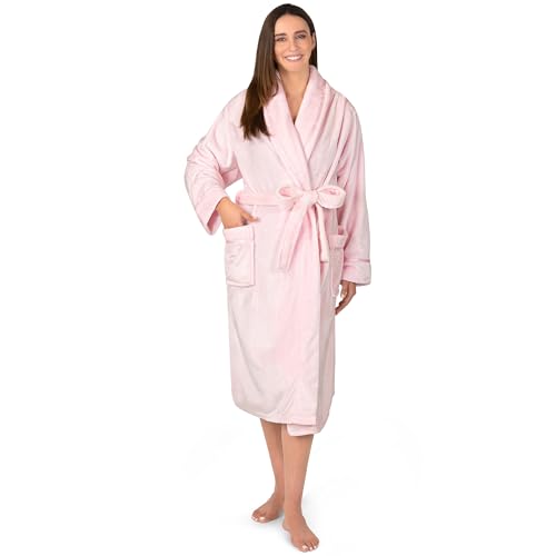 PAVILIA Robes For Women, Fleece Soft Fluffy Bathrobe, Plush Cozy Long Spa Robe