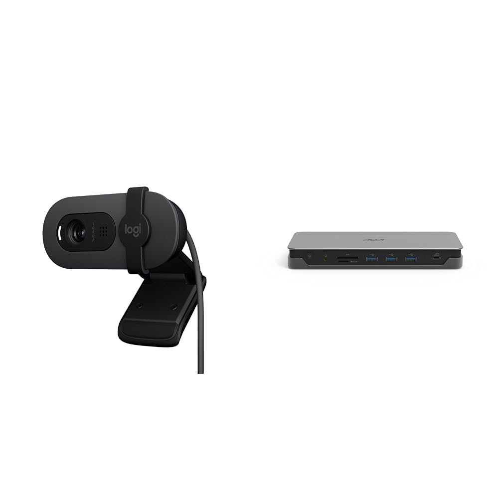 Logitech Brio 100, cámara & Acer USB C Docking Station