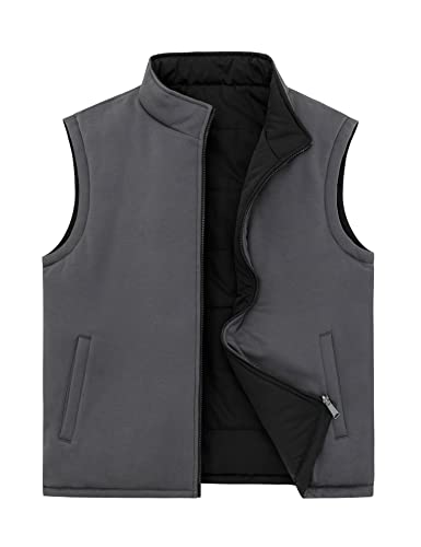 Soularge Men's Big and Tall Winter Thickened Warm Reversible Puffer Vest2