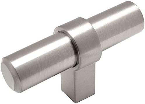 Cosmas 5 Pack 181SN Satin Nickel Contemporary Bar Cabinet Handle Pull T-Knob - 2-3/8 Overall Length