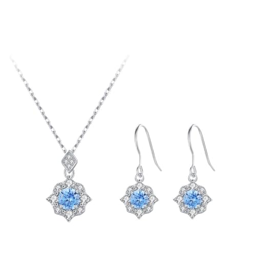 Ensemble de bijoux S925 diamant fleur en argent pour femme chic
