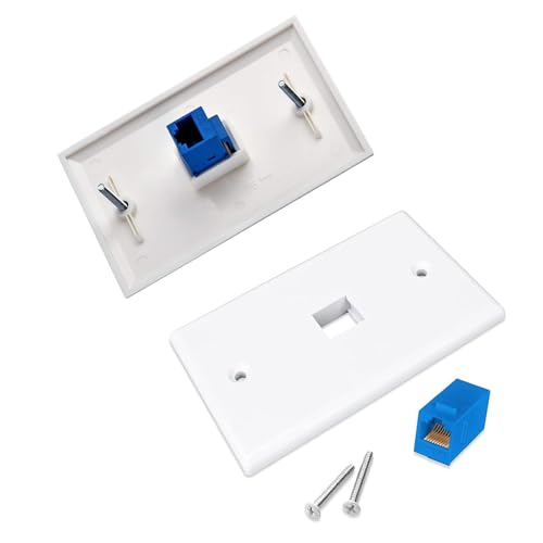 2-Piece Cat6 Ethernet RJ45 Female,Female Wall Panel Jack - 1-Port in-Line Connector Embedded Coupler Panel Keystone,Reliable Gigabit Speed, Easy Snap-in Mount, Heavy-Duty for Home Theater, Office