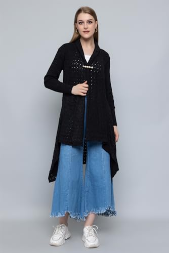 Image of Wear lusso Women's Woolen V-Neck Open Front Shrug Cardigan | Long Sleeve Winter Sweater for Girls & Ladies | Stylish Warm Outerwear in Trendy Colors