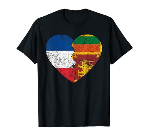 Drapeau du Sri Lanka Cœur | France Sri Lanka Roots T-Shirt
