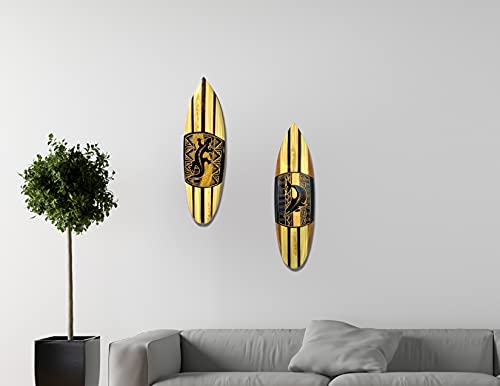 Chesapeake Bay Ltd Set Of 2 Hand Carved Wood Surfboards Tiki Decor Dolphin Turtle Wall Hanging Art (Lizard-Dolphin) #TOP5