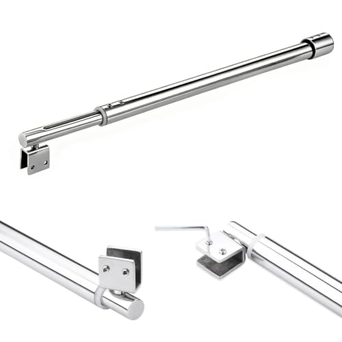 Mampara Ducha Fija Brazo de Soporte de Vidrio Ajustable con Abrazadera Giratoria, Barra Estabilizadora de Vidrio para Baño, Barra de Soporte Fija para Vidrio(19 mm,400-600 mm)