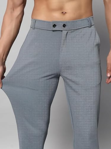 Image of Mehrang Men's Slim Fit Dress Pants, Formal Trousers with Side Pockets, (Pack of 2)