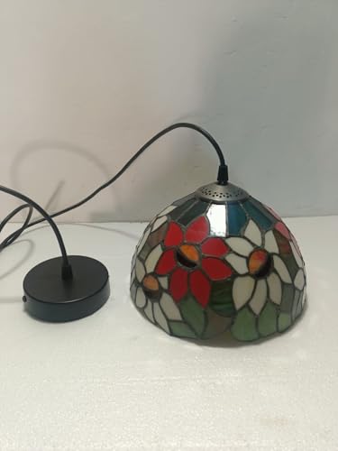 Image of Delight Creations Stained Glass Table Lamp, Multicolor Glass Shade, Bronze Base (Free Bulb) (Design - 13)