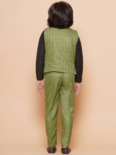 Image of AJ DEZINES Kids Cotton Blend Checkered Clothing Suit Set For Boys With Waist Coat