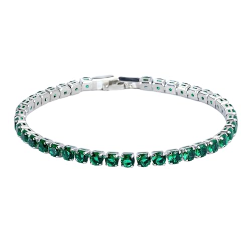 Image of BLACK PEARL Elegant Style Tennis Bracelet with Multicolour Zirconion Stones, Gold and Silver-Toned Bracelet For Women & Girls