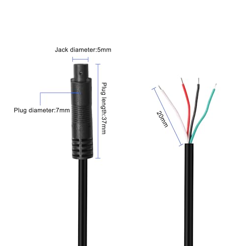 Image of MEIRIYFA 4 Pin Dash Cam Cable Rear Camera Wire Pigtail Cable Male to Bare Wire Rear View Backup Camera Extension Cord,2 Pack Dash Cam Rearview Mirror Cable for Pick-up Trucks,Trailer,RV,SUV,Bus -6.5FT