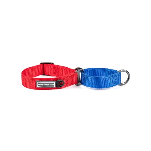 Image of HUFT Martingale Collar - Crimson Red & Cobalt Blue (S) | Durable, Stylish Adjustable Dog Belt for Puppies, Small & Medium Dogs | Perfect Collar for Walking & Everyday Use