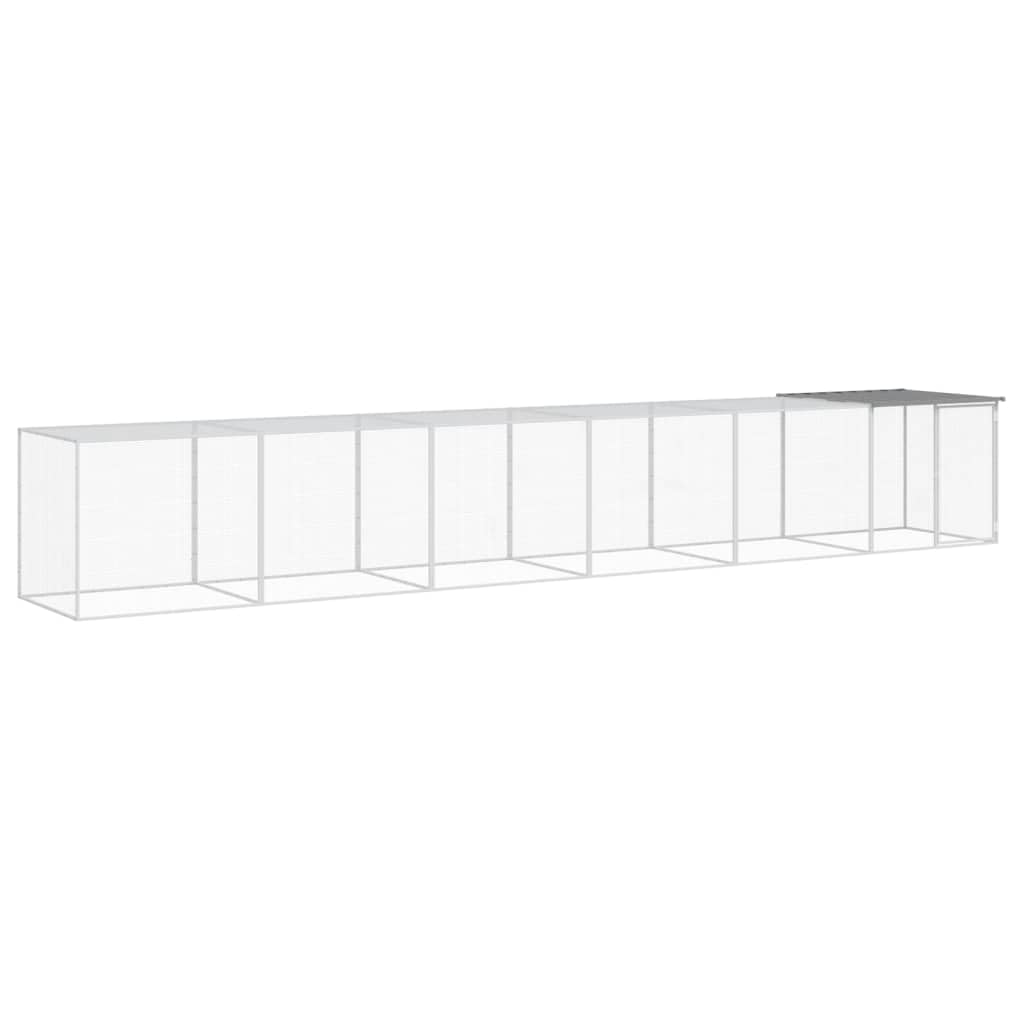 ARKEM Gabbia Polli Tetto Grigio Chiaro 603x98x90 cm Acciaio Zincato,Recinto per Cani da Giardino, Gabbia per Conigli, Recinto per Animali Domestici, Gatti, Cuccioli, Porte con Chiavistello e Parasole,