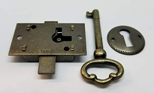 Small Brass Plated Non-Mortise Cabinet Lock in Antique Brass